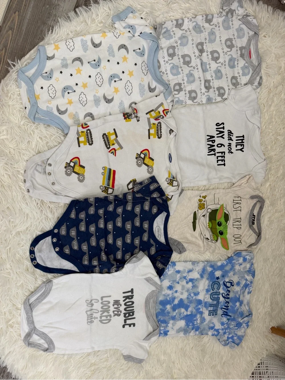 Mixed Baby Bodysuits & Sleepers Set - Gray, White, Blue, Green, Yellow